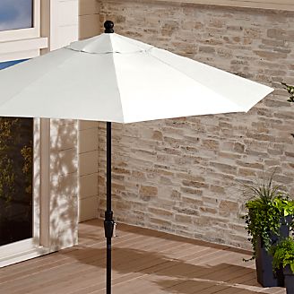 9' Round Sunbrella ® White Sand Patio Umbrella with Tilt Black Frame