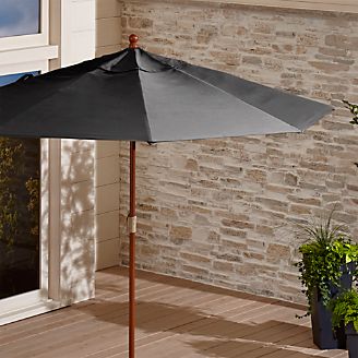 9' Round Sunbrella ® Charcoal Patio Umbrella with FSC Eucalyptus Frame