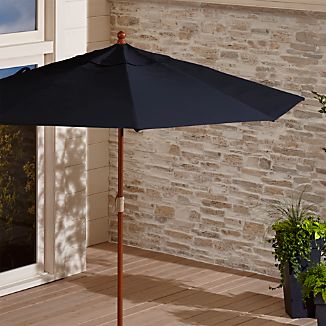 9' Round Sunbrella ® Dark Navy Patio Umbrella with FSC Eucalyptus Frame