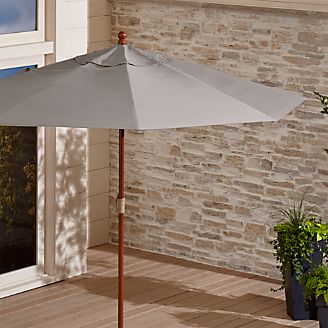 9' Round Sunbrella ® Silver Patio Umbrella with FSC Eucalyptus Frame