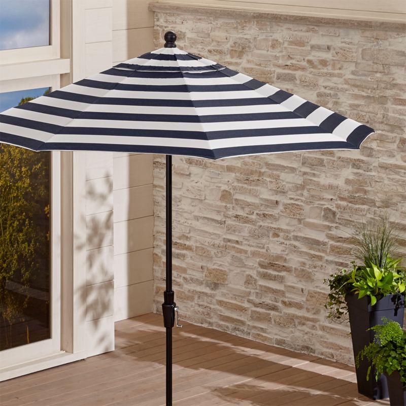 9 Sunbrella Navy Striped Patio Umbrella Reviews Crate And Barrel