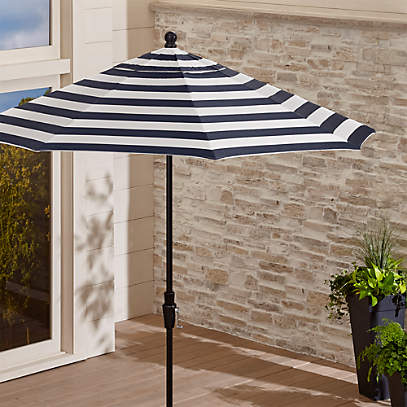 9 Sunbrella Navy Striped Patio Umbrella Reviews Crate And Barrel Canada