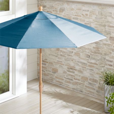 9 Round Sunbrella Sapphire Patio Umbrella With Tilt Faux Wood