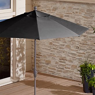 9' Round Sunbrella ® Charcoal Patio Umbrella with Tilt Silver Frame