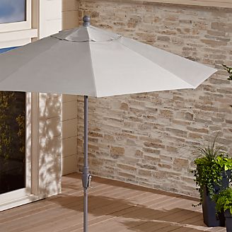 9' Round Sunbrella ® Silver Patio Umbrella with Tilt Silver Frame