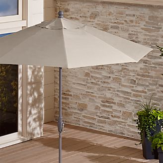9' Round Sunbrella ® Stone Patio Umbrella with Tilt Silver Frame