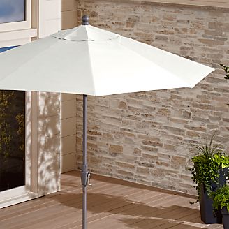 9' Round Sunbrella ® White Sand Patio Umbrella with Tilt Silver Frame