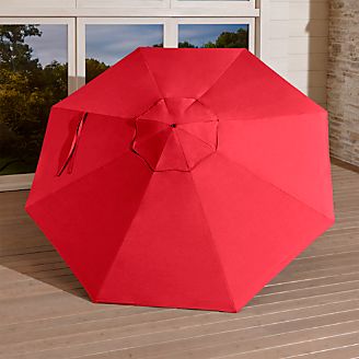 9' Round Sunbrella ® Ribbon Red Umbrella Canopy
