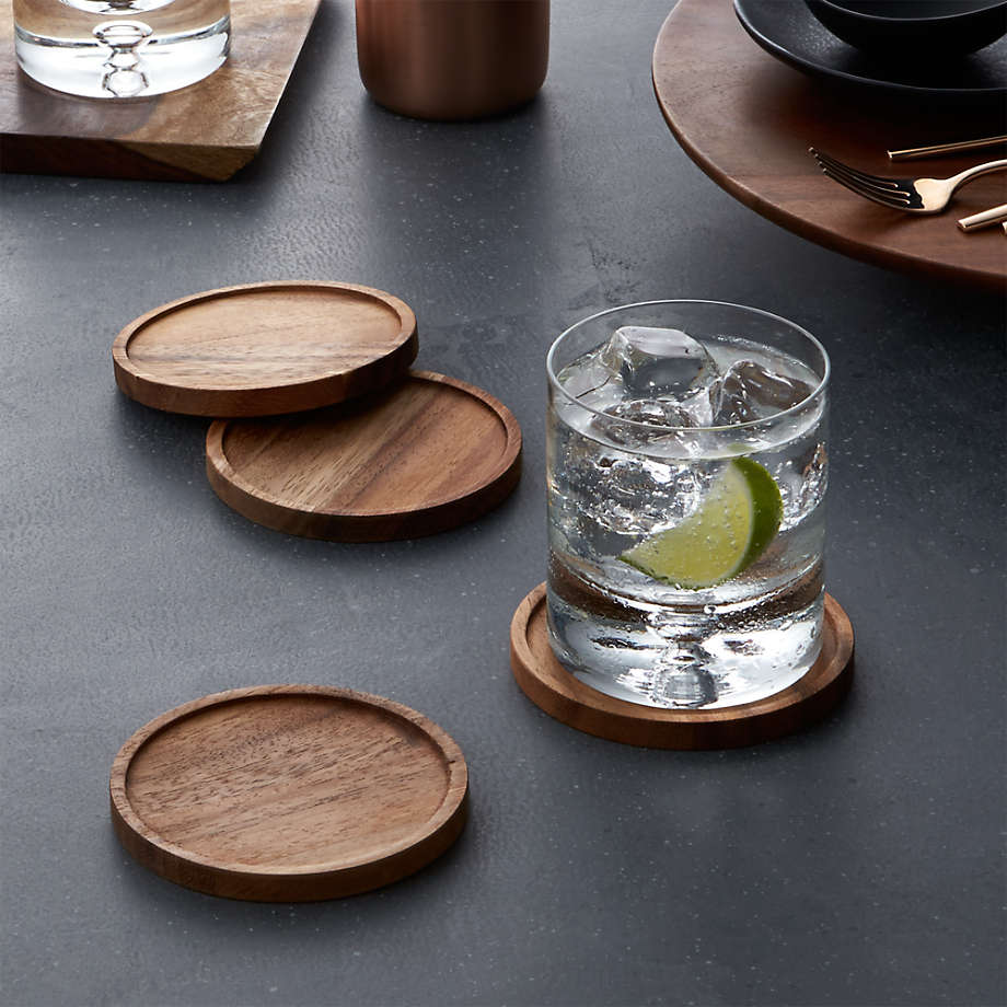 Acacia Wood Coasters Set of 4 + Reviews Crate and Barrel