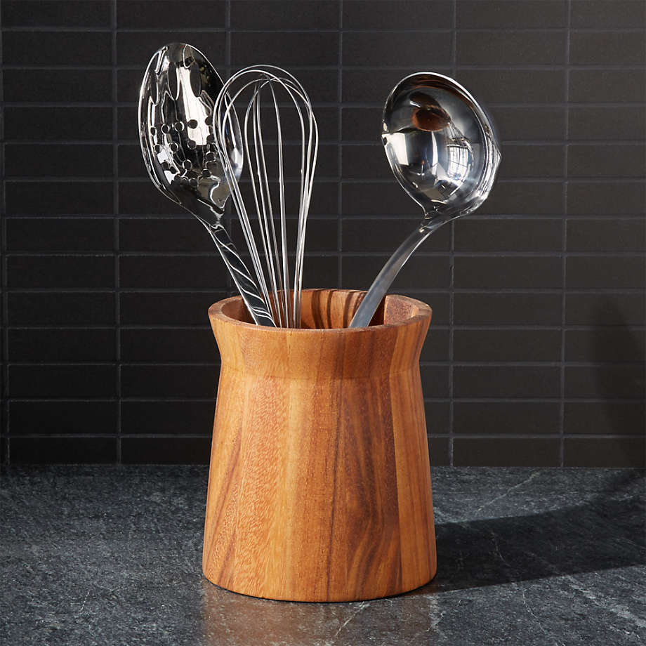 Acacia Utensil Holder + Reviews Crate and Barrel