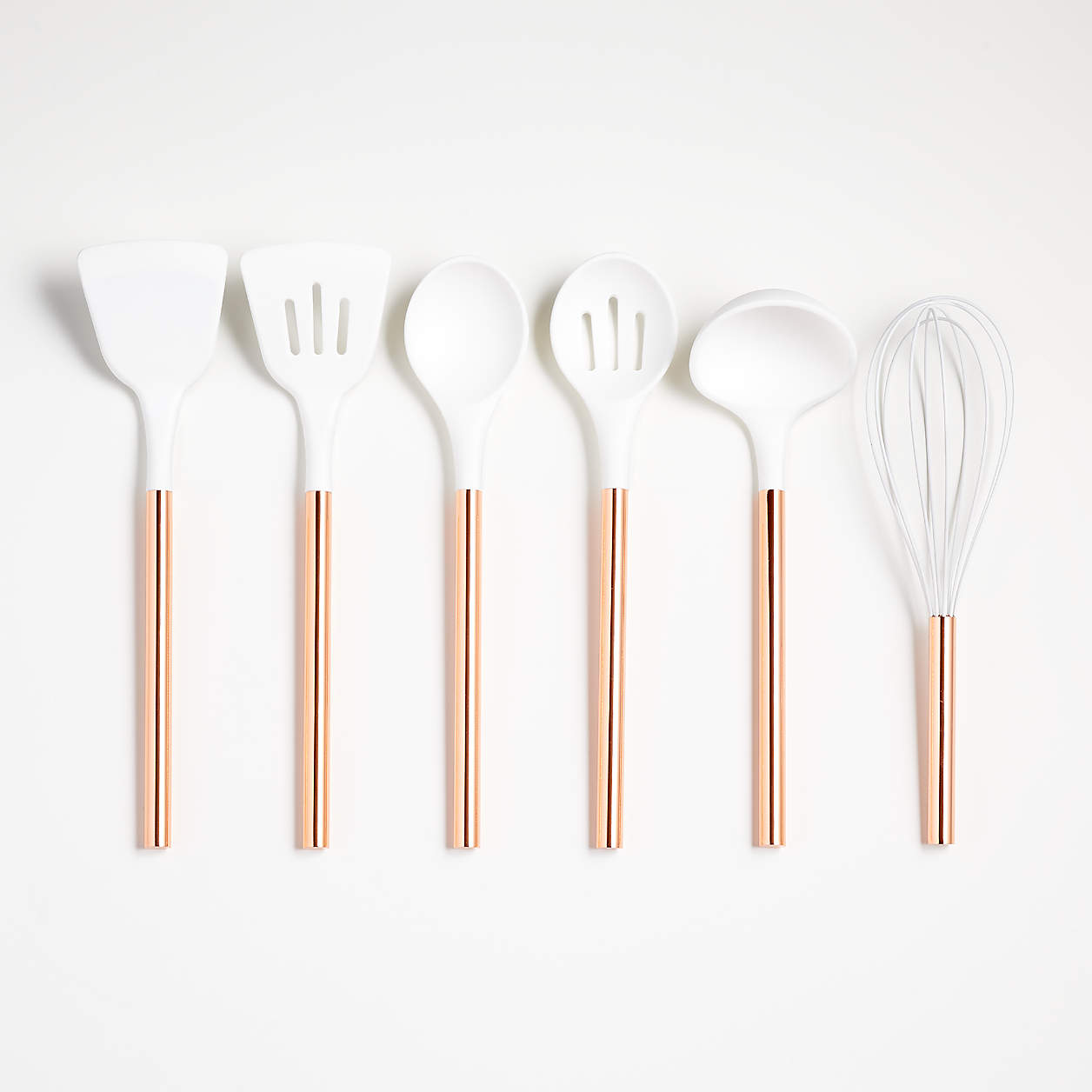 Ada White Silicone Utensils with Copper Handles, Set of 6