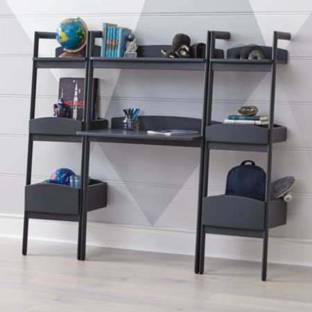 Addison Charcoal Leaning Bookcase And Desk Crate And Barrel