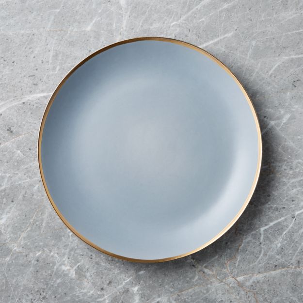 Addison Grey Gold Rim Dinner Plate + Reviews Crate and Barrel