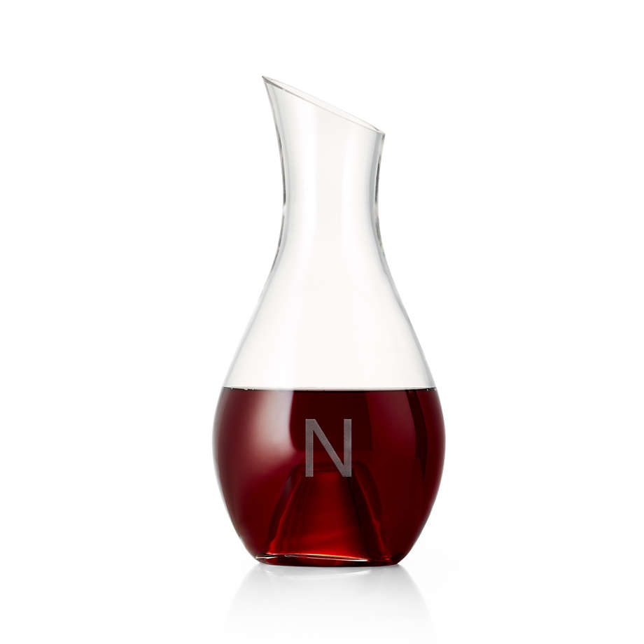 "N" Monogrammed Aerating Wine Decanter Crate and Barrel
