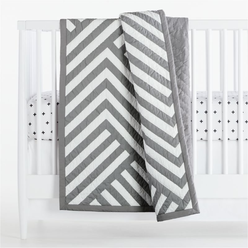 Grey Geometric Crib Quilt Crate And Barrel