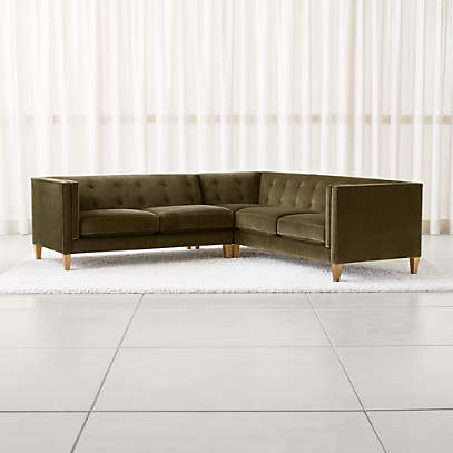 Aidan Velvet 2 Piece Right Arm Corner Tufted Sectional Sofa Crate And Barrel Canada