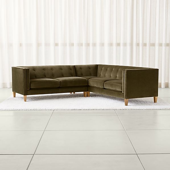 Aidan Olive Green Sectional Sofa Reviews Crate And Barrel