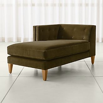 Chaise Lounge Sofas Chairs Crate And Barrel Aidan Velvet Left Arm Tufted Chaise