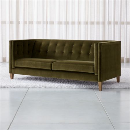 Aidan Velvet Tufted Sofa Reviews Crate And Barrel