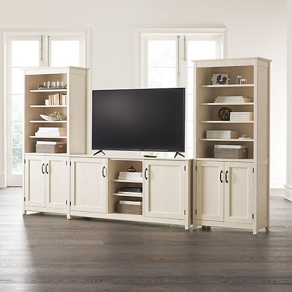 Ainsworth Cream 64 Media Center And 2 Towers With Glass Wood
