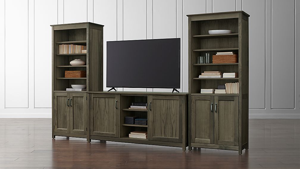 Ainsworth Walnut 64 Media Center And 2 Towers With Gl Wood Doors Ainsworth Walnut 64 Media Center And 2 Towers With Gl Wood Doors Reviews Crate Barrel