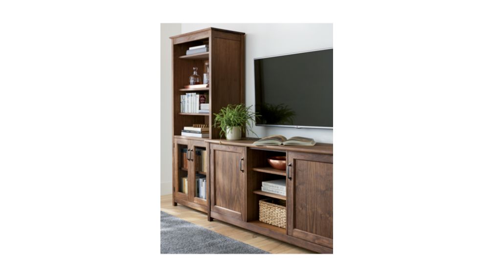 Ainsworth Walnut Media Tower with Glass/Wood Doors in TV Stands & Media ...