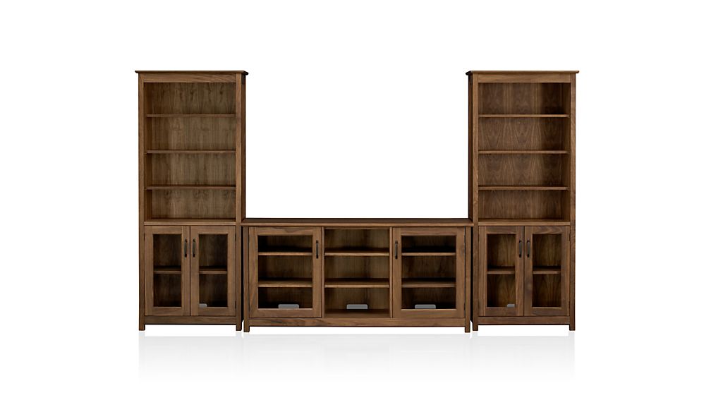 Ainsworth Walnut 64 Media Center And 2 Towers With Gl Wood Doors Ainsworth Walnut 64 Media Center And 2 Towers With Gl Wood Doors Reviews Crate Barrel