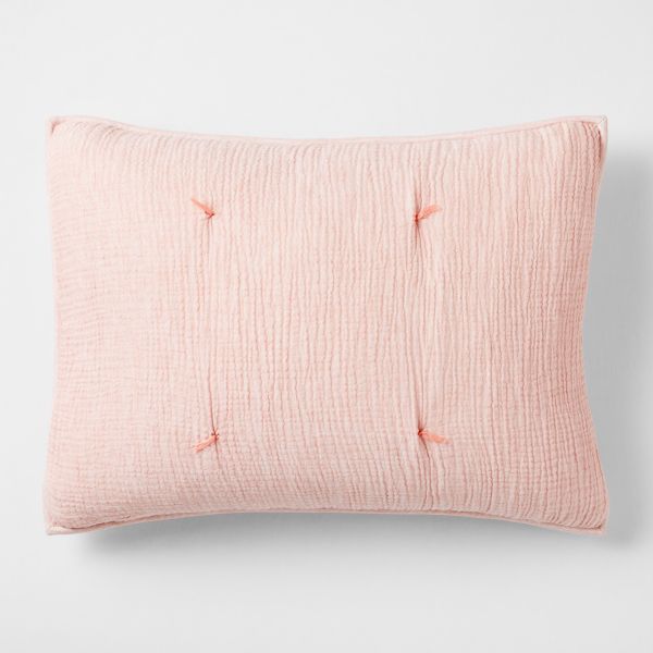 Aire Pink Crinkle Hand-Quilted Organic Cotton Kids Pillow Sham