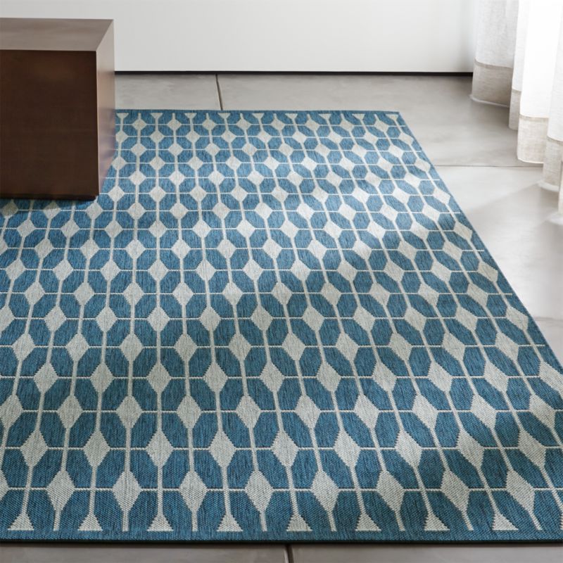 Arlo Blue Outdoor Rug | Crate and Barrel