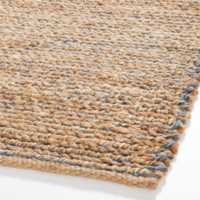 Ales Chenille and Jute/Cotton Blend Dark Blue Rug Swatch 12"x18"