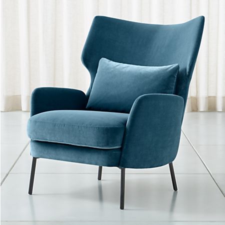 Alex Navy Blue Velvet Accent Chair Reviews Crate And Barrel