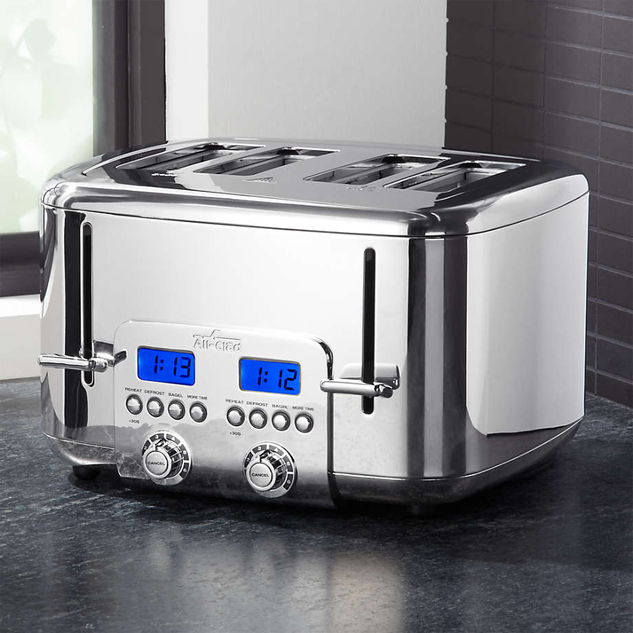 All-Clad 4-Slice Stainless Steel Toaster + Reviews | Crate and Barrel All Clad Stainless Steel Toaster