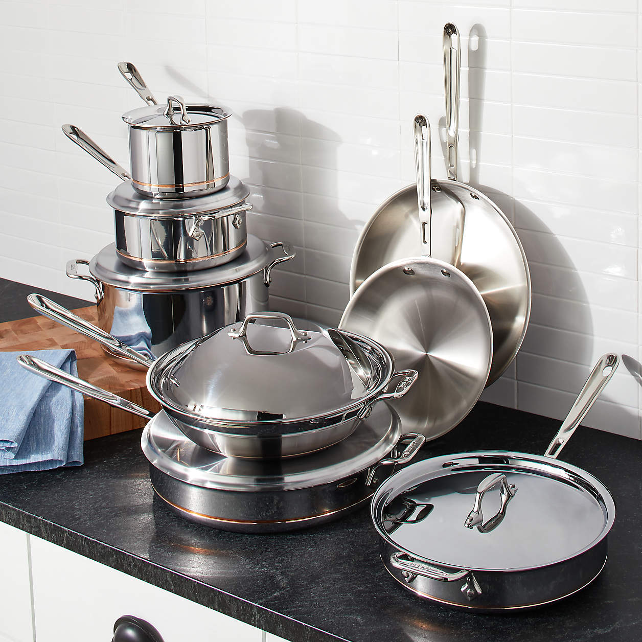 AllClad Copper Core 14Piece Cookware Set Crate and Barrel