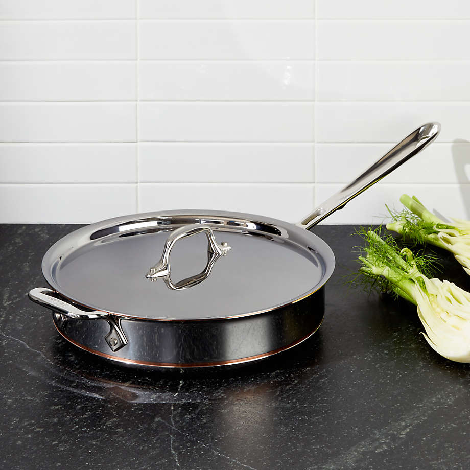 All Clad Copper Core 3 Quart Saute Pan With Lid Reviews Crate And Barrel As part of our copper core collection, this nonstick saute features a thick copper core, 2 layers of aluminum, and 2 layers of stainless steel. all clad
