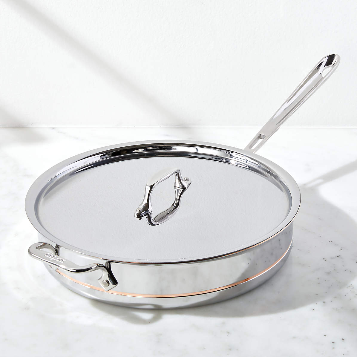 All Clad Copper Core 5 Quart Saute Pan With Lid Crate And Barrel
