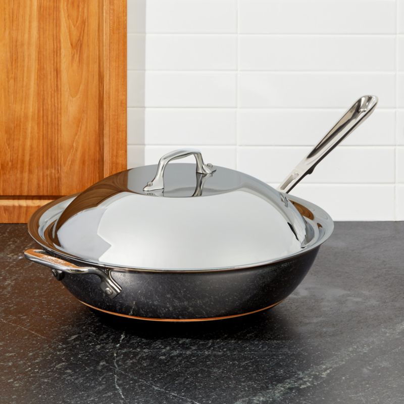 AllClad Copper Core Chef's Pan with Lid Crate and Barrel