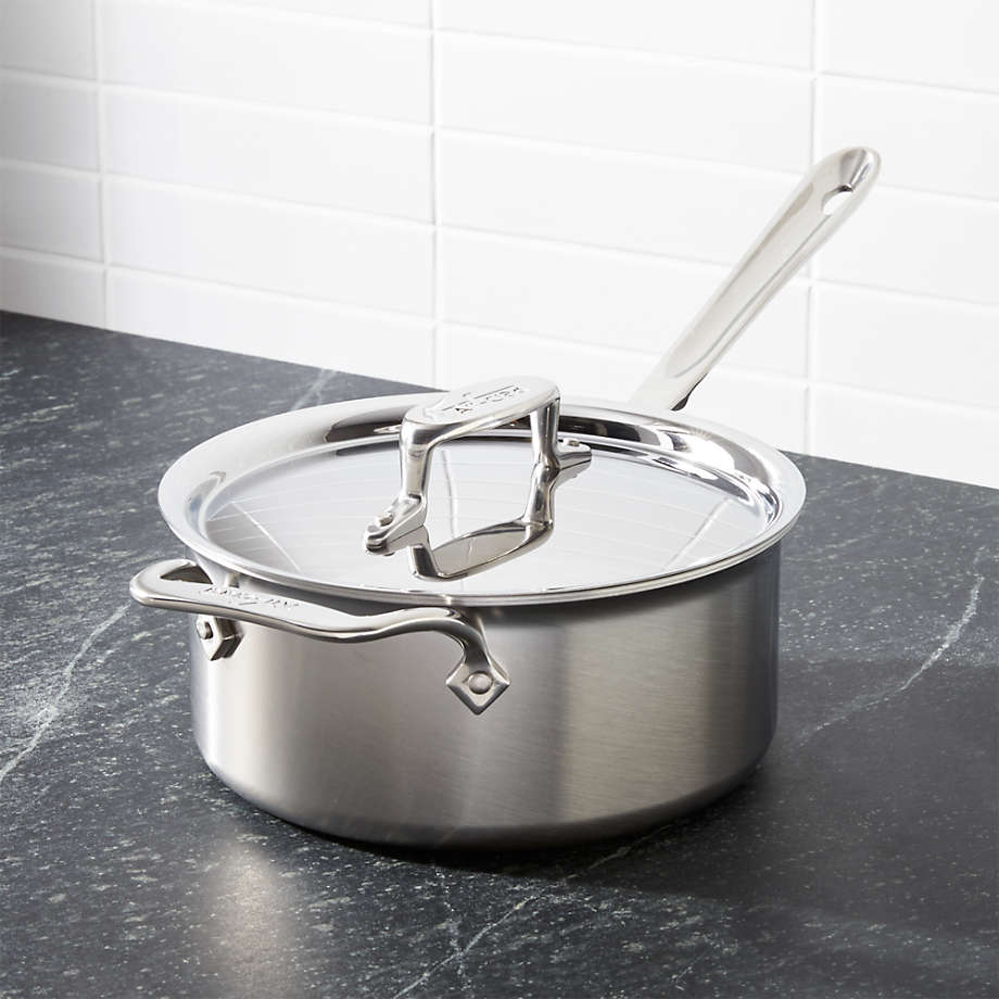 All-Clad d5 3 qt Brushed Stainless Steel Saucepan with Lid + Reviews All Clad Stainless Steel 3 Quart Saucepan