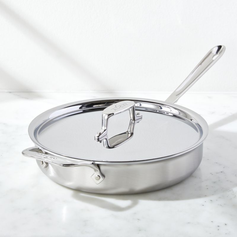 All-Clad d5 Brushed Stainless Steel 3-Quart Sauté Pan with Lid All Clad 3 Quart Stainless Steel Saute Pan