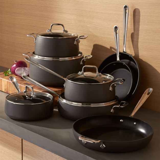 All Clad Ha1 Hard Anodized Non Stick 13 Piece Cookware Set With Bonus