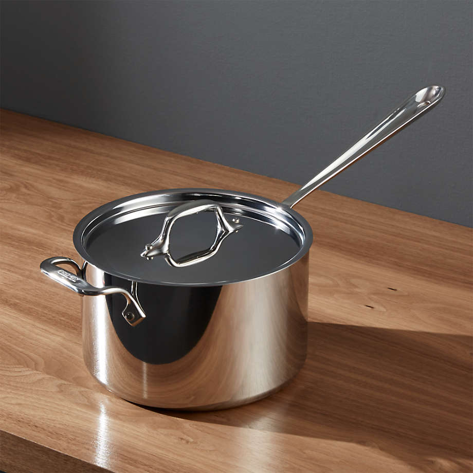 AllClad d3 Stainless Steel 4qt. Saucepan with Lid + Reviews Crate