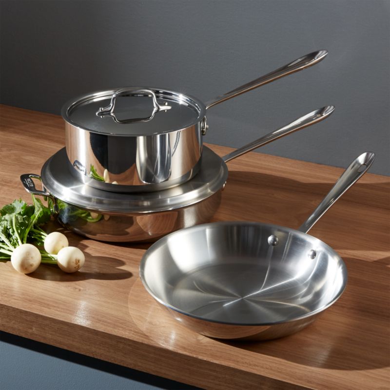 All-Clad d3 Stainless Steel 5-Piece Cookware Set + Reviews  Crate and Barrel