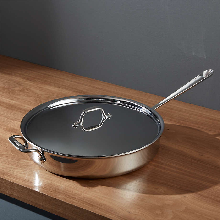 All-Clad d3 Stainless 6 qt. Sauté Pan with Lid + Reviews | Crate and Barrel