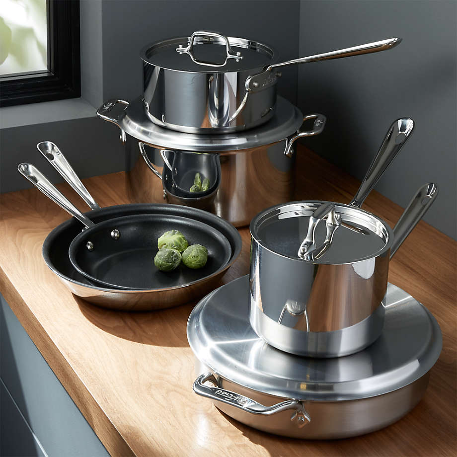 All-Clad d3 Stainless Steel Non-Stick 10-Piece Cookware Set with Bonus + Reviews  Crate and Barrel