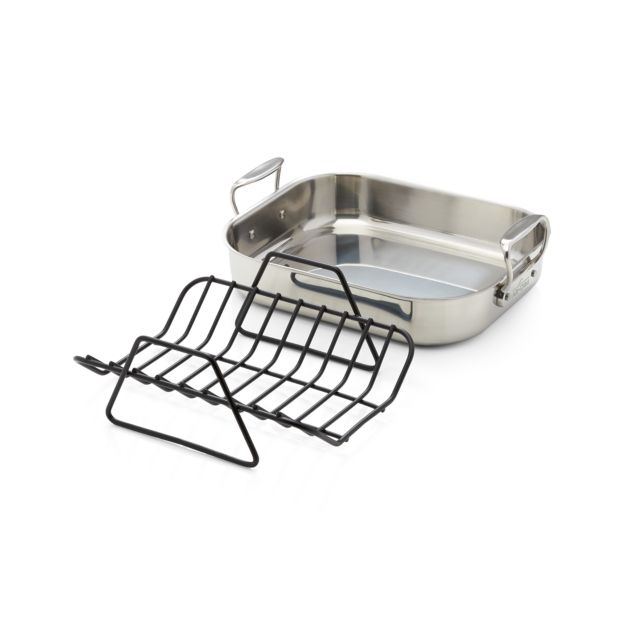 AllClad Roasting Pan with Rack Crate and Barrel