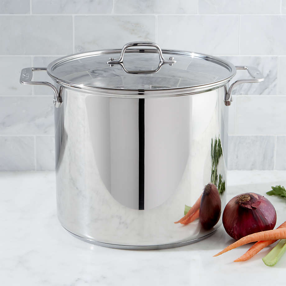AllClad Stainless Steel 16Qt. Stock Pot with Lid + Reviews Crate