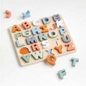 Image of Janod Sweet Cocoon Alphabet Wooden Baby Puzzle and Chalkboard