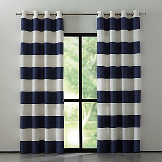 Alston Ivory/Blue Striped Curtains