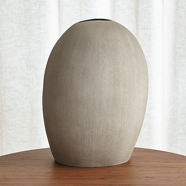 Alura Tall Light Grey Oval Ceramic Vase Crate and Barrel