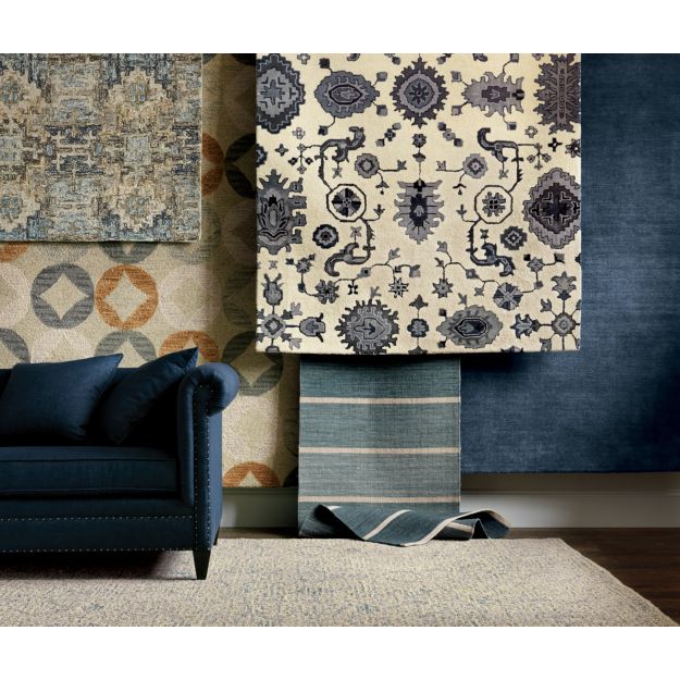 Bold Blue WoolBlend Striped Dhurrie 12" sq. Rug Swatch in Area Rugs