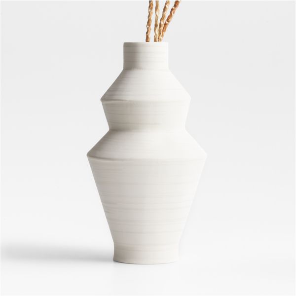 Angle Cream Ceramic Vase 11.5